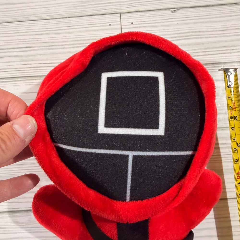 Squid Game Guard Plush Toy Red Square Mask Manager 8 Inch Soft Stuffed Figure - Picture 3 of 5